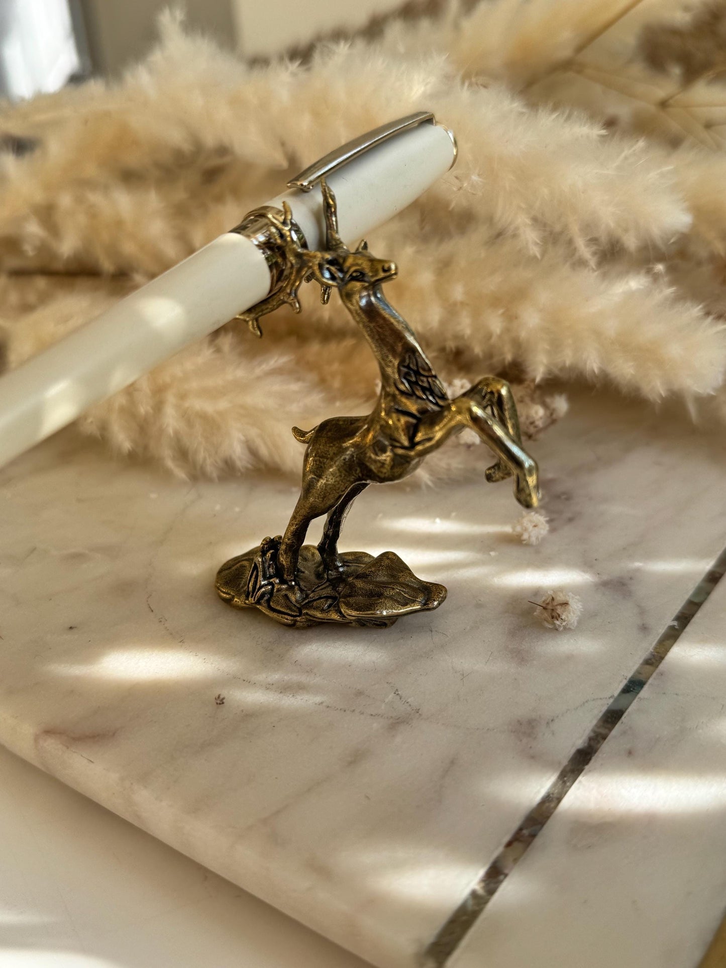 Brass Reindeer Pen Holder Majestic Desk Ornament, Luxury desk accessories, Christmas gift