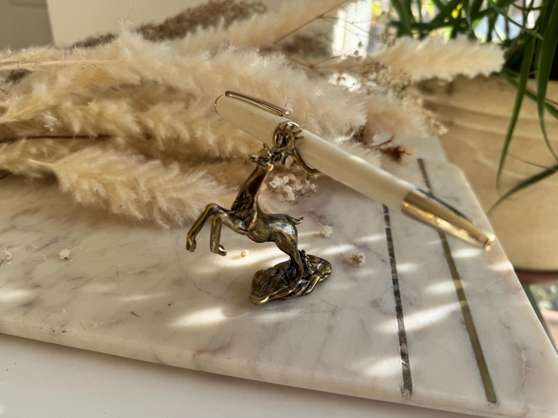 Brass Reindeer Pen Holder Majestic Desk Ornament, Luxury desk accessories, Christmas gift