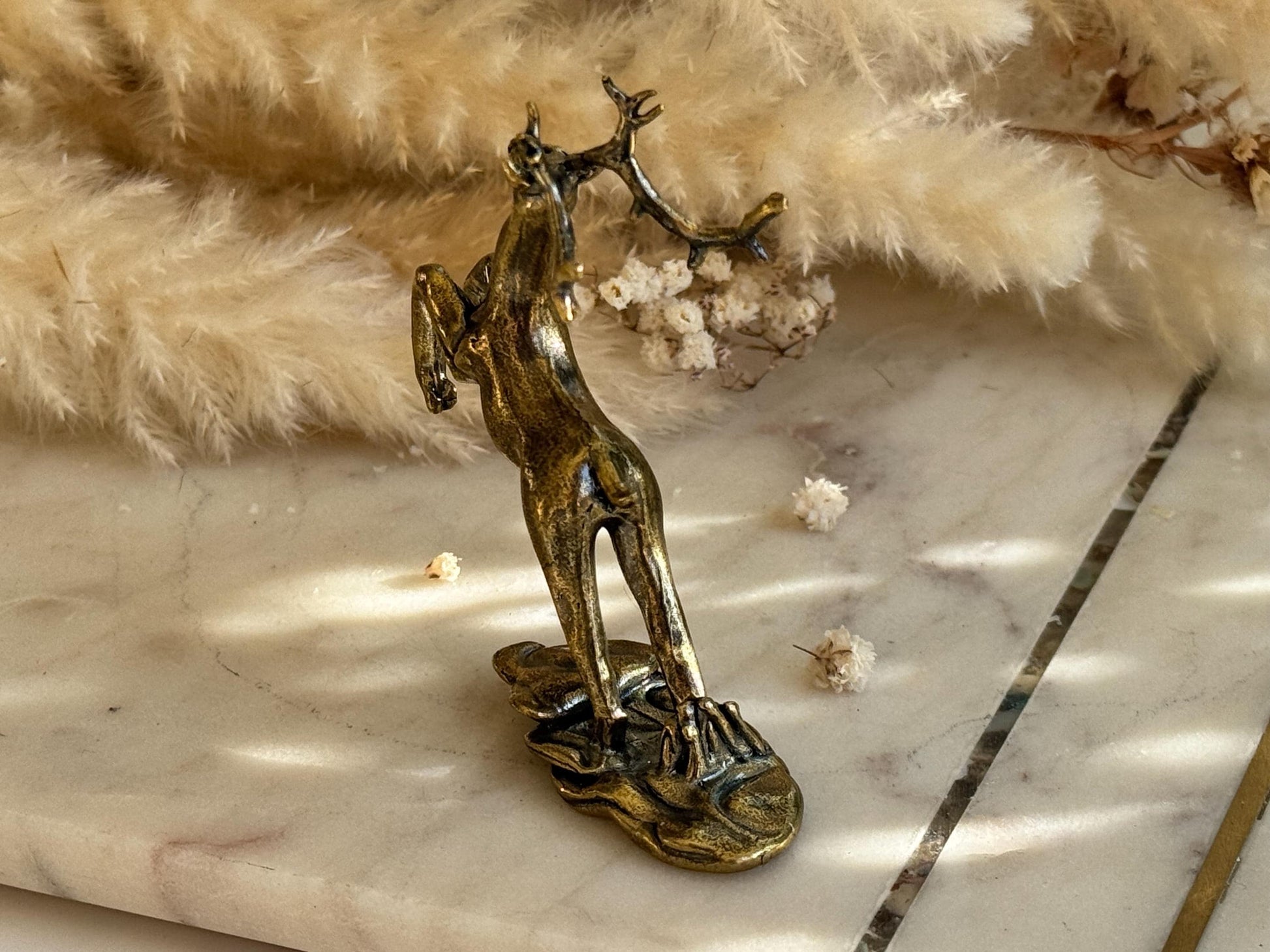 Brass Reindeer Pen Holder Majestic Desk Ornament, Luxury desk accessories, Christmas gift