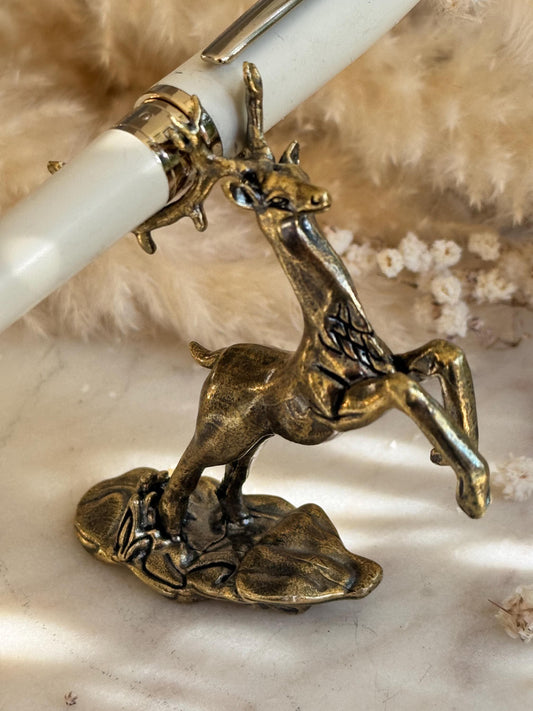Brass Reindeer Pen Holder Majestic Desk Ornament, Luxury desk accessories, Christmas gift