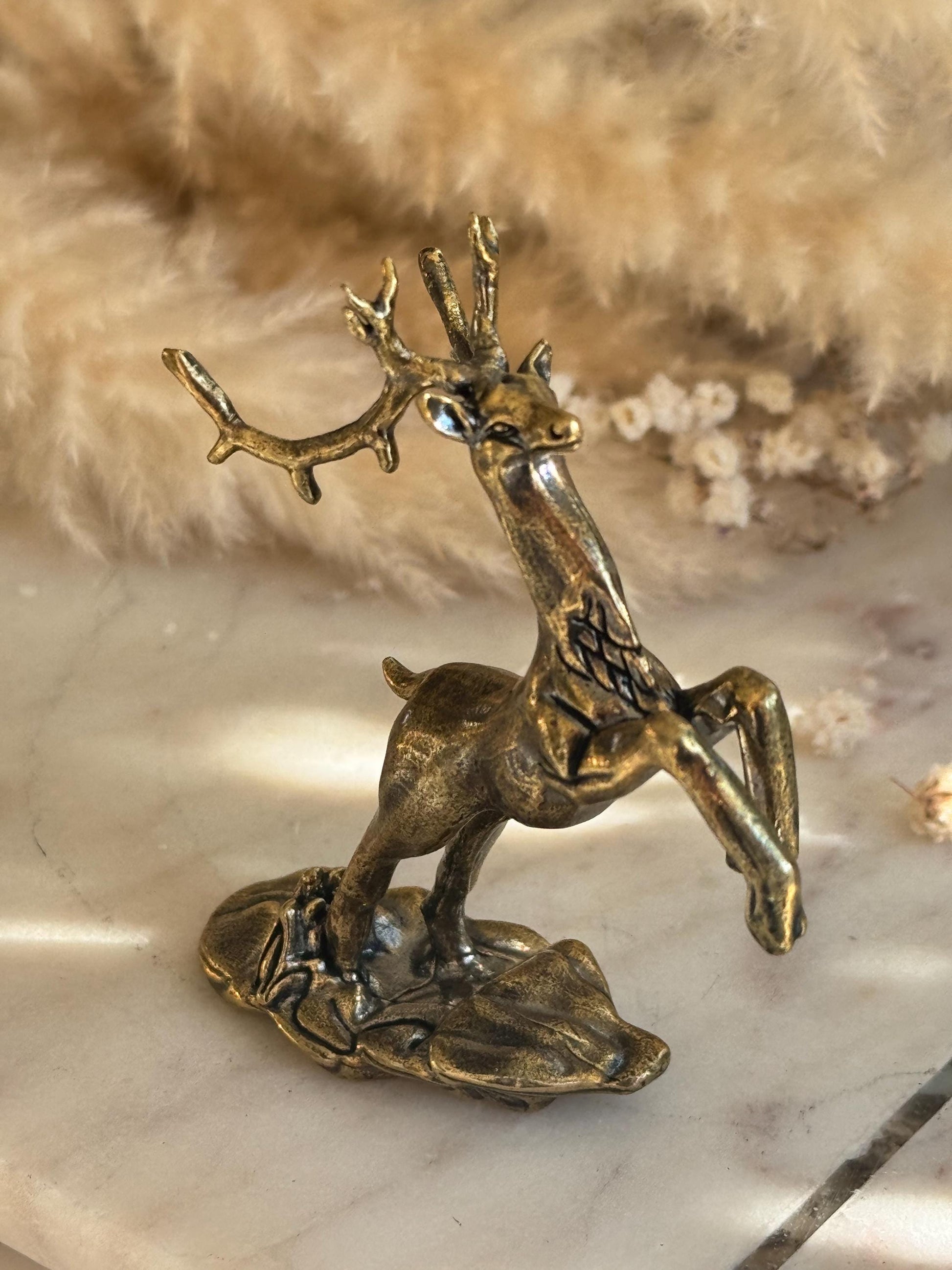 Brass Reindeer Pen Holder Majestic Desk Ornament, Luxury desk accessories, Christmas gift