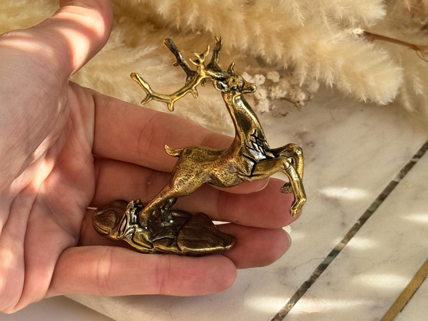 Brass Reindeer Pen Holder Majestic Desk Ornament, Luxury desk accessories, Christmas gift
