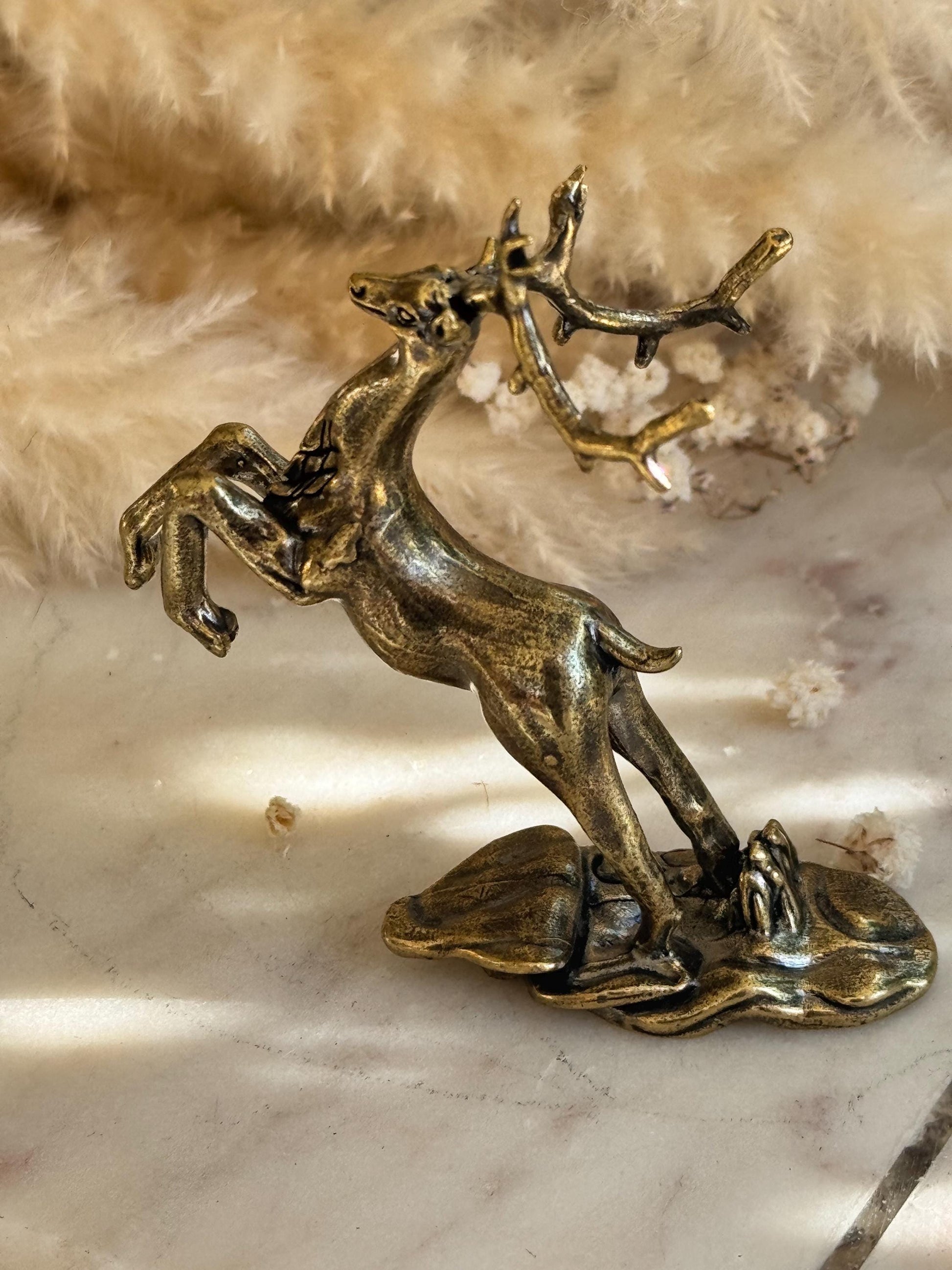 Brass Reindeer Pen Holder Majestic Desk Ornament, Luxury desk accessories, Christmas gift