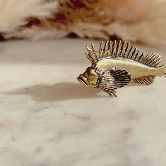 Beautiful solid brass Sea ravens fish miniature, rare fish metal figurine, metal craftsmanship fish figurine, collectible gift for fisherman