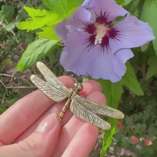 Beautiful Dragonfly Plant Pot Decoration, dragonfly figurine, Solid Brass dragonfly, creative insect brass, summer vibe gift