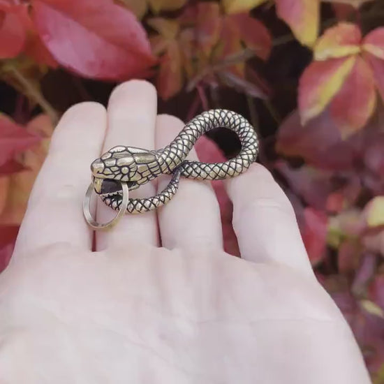 Brass Snake keychain, Fine craftsmanship, Solid brass figurine, Snake infinity sign, Creative gift, unique gift