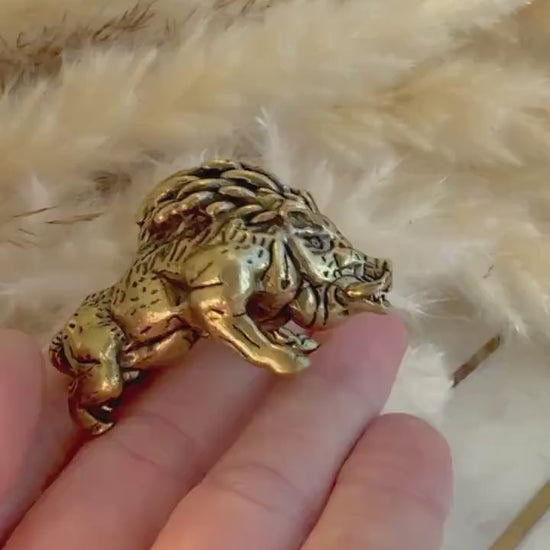 Solid brass Wild Boar Figurine, Viking Bravado, Wild pig figurine, Musculine little boar ornament