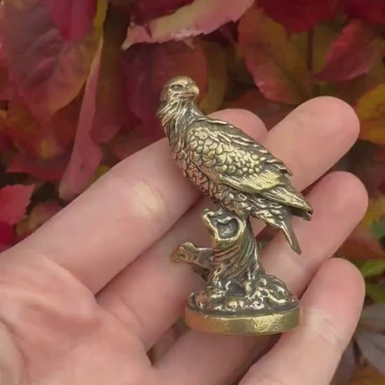 Solid Brass Proud Eagle statuette, fine lifelike solid brass Eagle figurine, golden eagle decor, USA patriot gift, brass eagle figurine