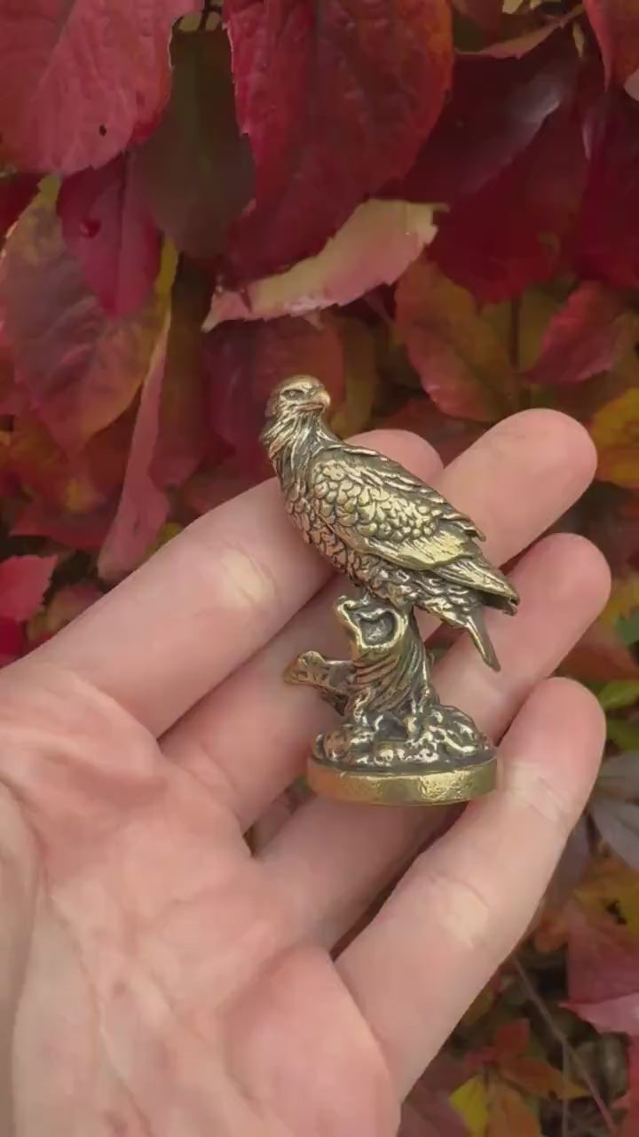 Solid Brass Proud Eagle statuette, fine lifelike solid brass Eagle figurine, golden eagle decor, USA patriot gift, brass eagle figurine