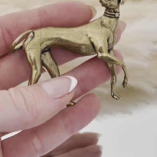Hound dog figurine, Fine lifelike solid brass statuette, Desktop decoration, whippets dog statuette, traditional style dog, Beautiful gift
