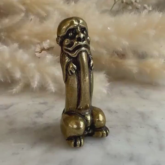 Solid brass Wise Elf Willy Penis Ornament, Hen Stag Adult Toy Gift, Magic creature Novelty Penis Shape Statuette, Willy Shape figure