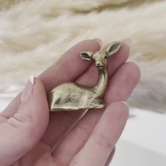 Elegant deer Statuette, Fine solid brass statuette, Fawn Bambi figurine, Fountain pen rest, Brush holder, Gift for her, Christmas gift
