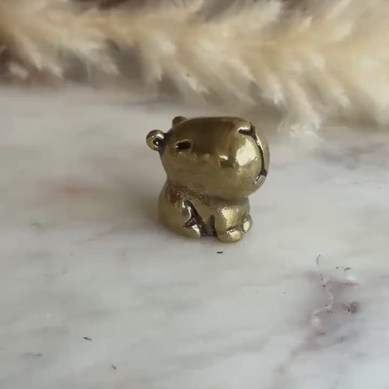 Tiny Brass Capybara, Whimsical Animal Figurine,  Treasure Capybara, Cute Capybara Desk Buddy, Unique Gift for Collectors