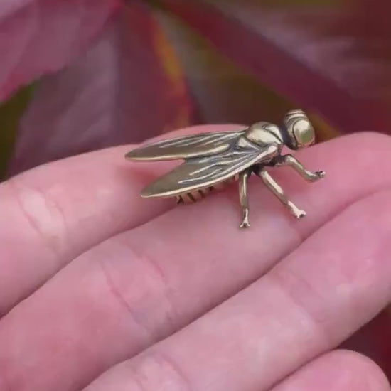 Fly Ornament, Annoying Fly Brass figurine, realistic Tiny insect decoration, Funny Fly gift