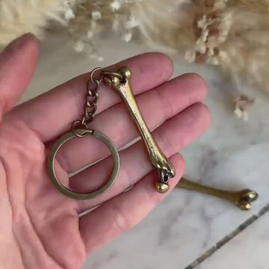 Brass Keychain – Anatomical Bone with Claw Detail – Unusual Gift for Doctor or Anatomist – Halloween Gothic Key Ring