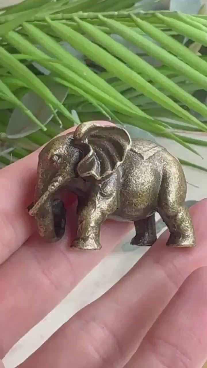 Solid brass Indian elephant figurine, beautiful boho decor, collectible elephant, Animal miniature