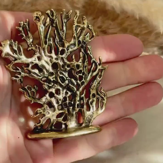 Solid Brass Abstract Sea Coral Sculpture Paperweight — Modern Organic Coastal Decor Accent