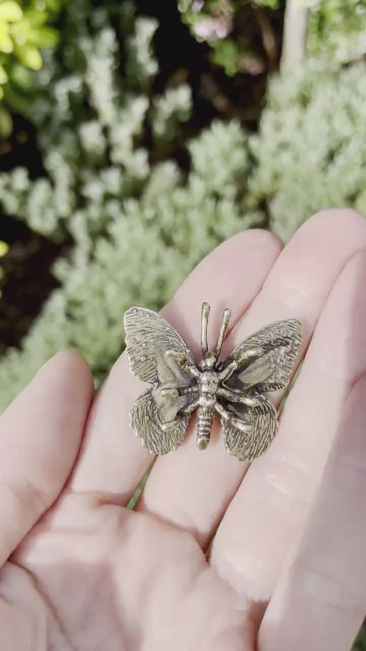 Fairy Butterfly metal figurine, Fine Lifelike solid brass statue, Fountain pen holder, desktop decor, gift for her, gift for colleague