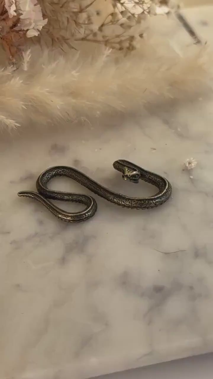 Solid Brass style Snake Ornament, Solid brass figurine Snake infinity sign, Metal snake gift