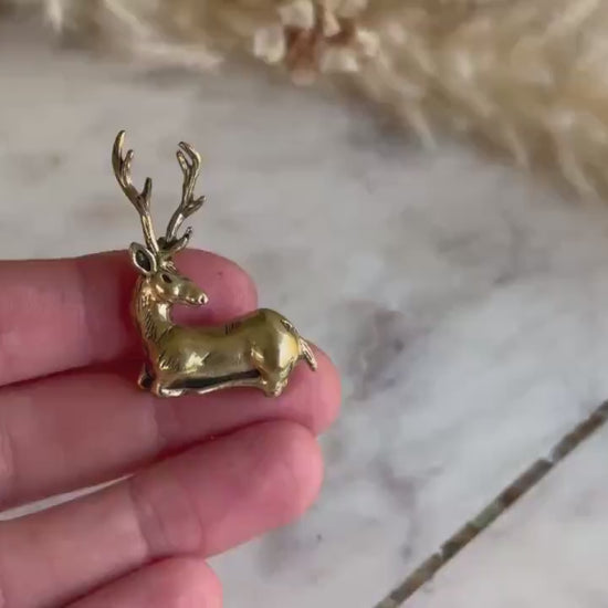Beautiful Deer Ornamenr, Fine lifelike brass Sika figurine, Tiny Deer Decoration, Reindeer ornament, Cute Christmas gift, Gift for friend