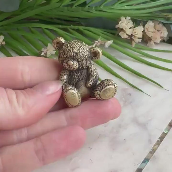 Solid brass Cute Miniature Teddy Bear, Metal  Collectible Bear toy, Kind gift for loved ones