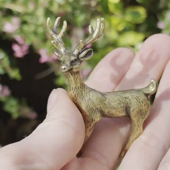 Smiley noble deer, Fine lifelike brass figurine, Deer decor, Reindeer ornament, Cute Christmas gift, Gift for friend