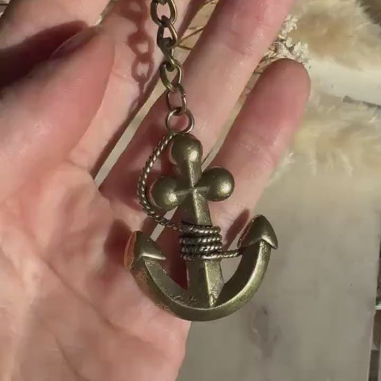 Solid Brass Anchor Pendant, creative nautical brass figurine, anchor keychain, gift for sailor, old ship anchor