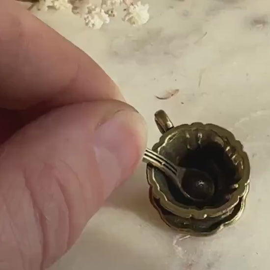 Miniature Brass Tea Cup with Saucer and Spoon