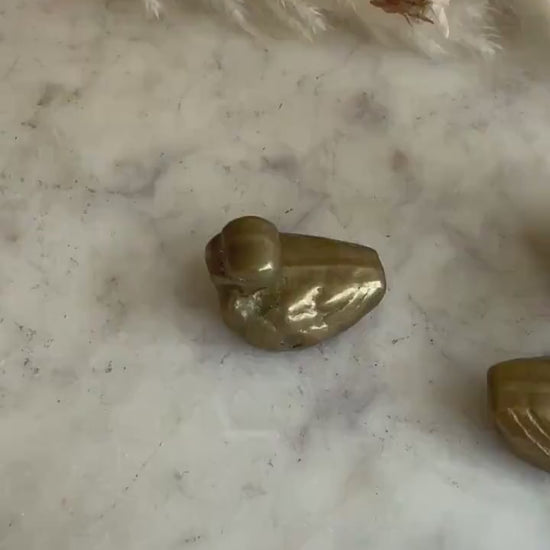 Antique Solid Brass Decorative Figurine: Three Ducks - Mother Duck with Two Baby Ducks, collectible brass bird statuettes