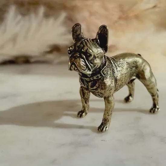 Solid brass French Bull dog Statue, Metal bulldog Statuette, Franchie lover gift, Creative Desktop decoration, Bull Dog Miniatures