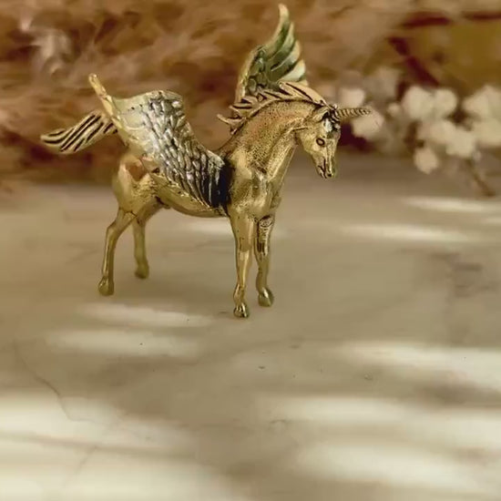 Beautiful unicorn miniature, solid brass Pegasus figurine, fairytale inspired unicorn, magical little present
