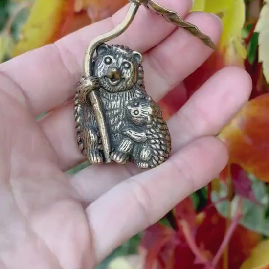 Happy Hedgehog family miniature, solid brass hedgehogs figurines, Forest animal, Fine craftsmanship, Little hedgehogs ornament