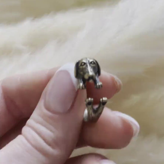 Sausage dog gift, Adjustable ring, solid brass metal craft, brass ring, Cute little gift, gift for dog lovers