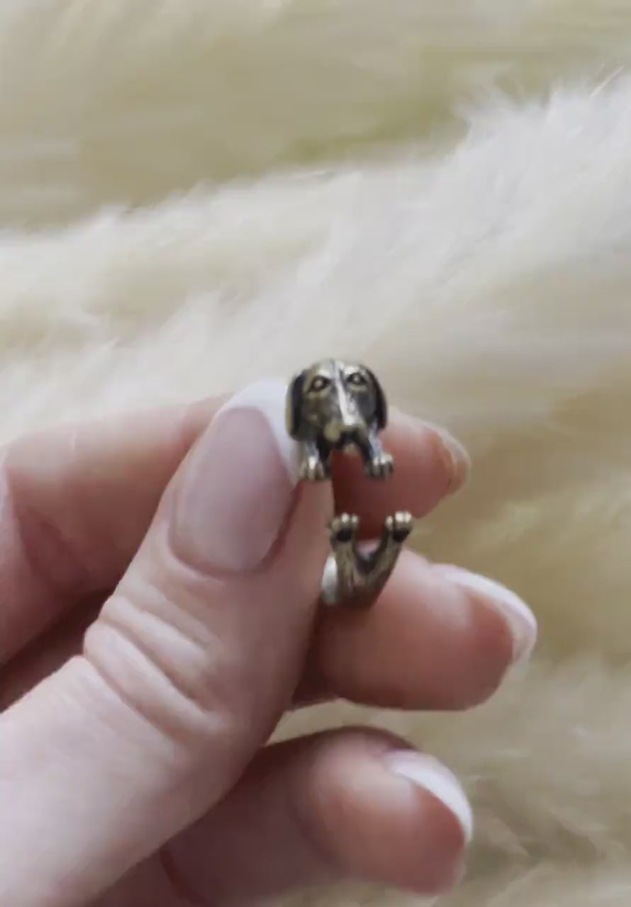 Sausage dog gift, Adjustable ring, solid brass metal craft, brass ring, Cute little gift, gift for dog lovers